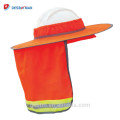 Venda quente de Alta Visibilidade Reflective Full Brim Respirável Hard Hat Sombra Rede Para Aleta De Pescoço Capacete Toldo